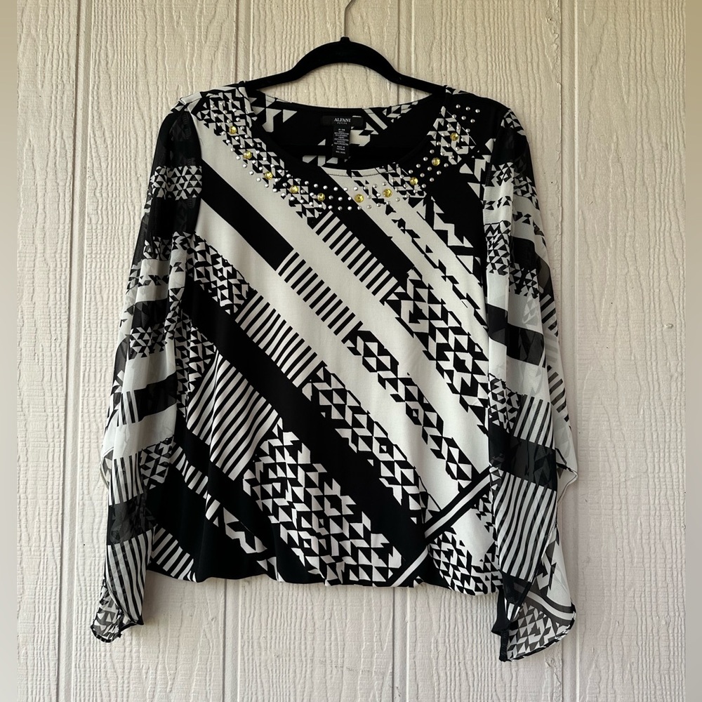 ALFANI Embellished Angel Sleeve Blouse